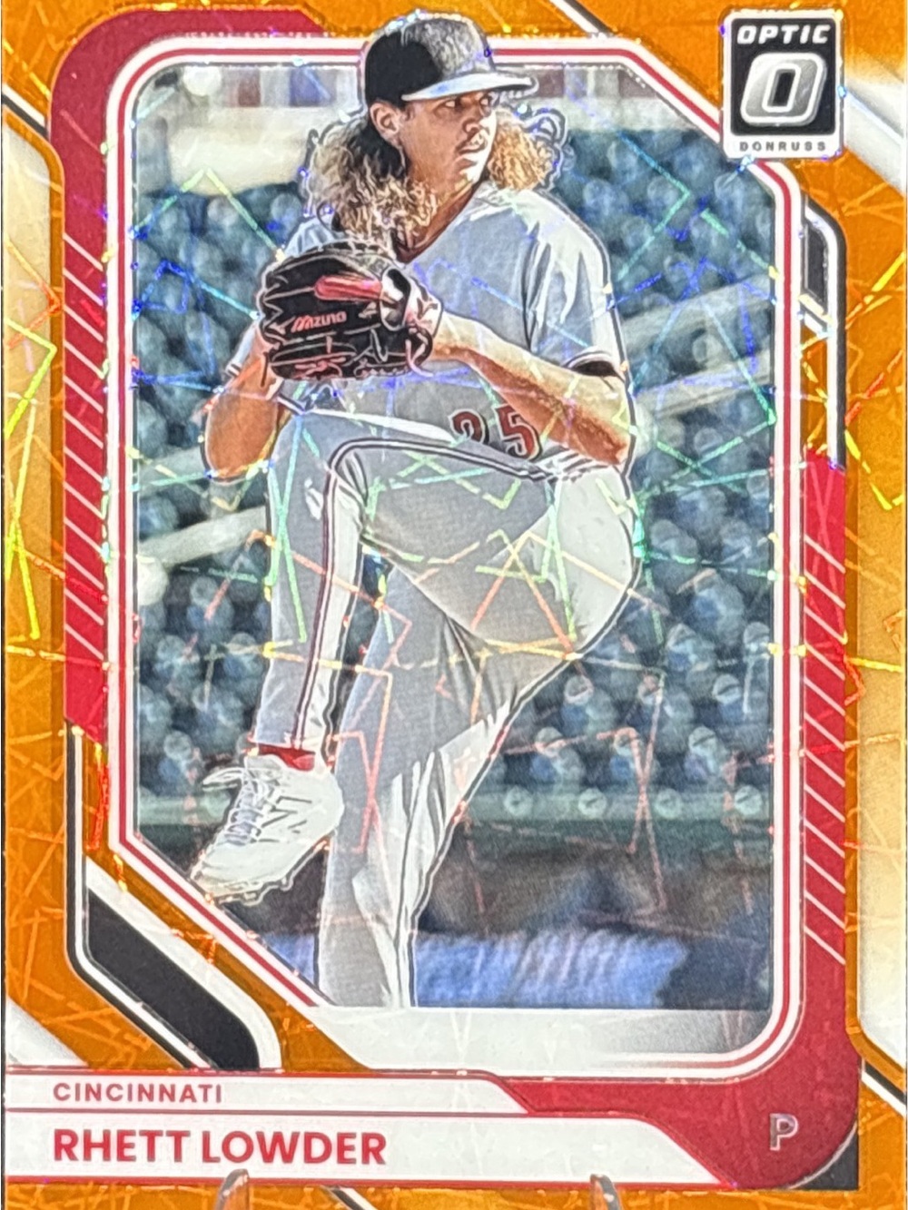 Panini Optic Orange Cracked Ice Prizm Rhett Lowder Baseball Trading Card